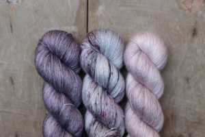 skeins of hand dyed yarn
