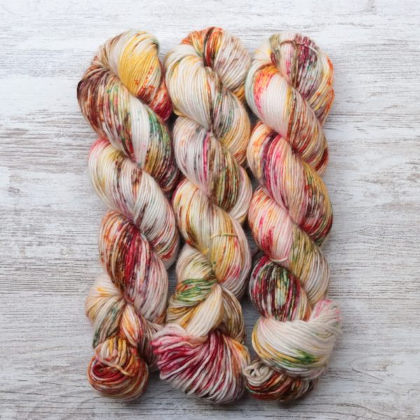 skeins of hand dyed yarn